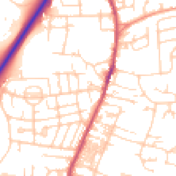 Daytime road noise heatmap for LS28 5HA
