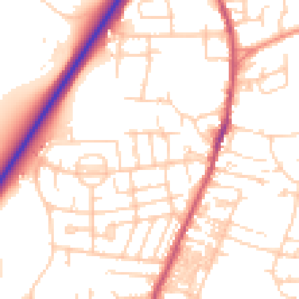 Daytime road noise heatmap for LS28 5HG
