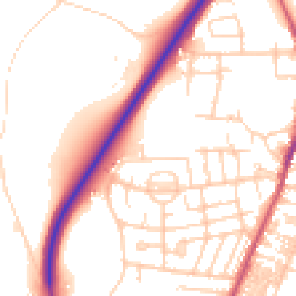 Daytime road noise heatmap for LS28 5HT