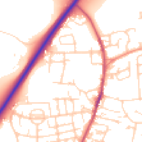 Daytime road noise heatmap for LS28 5JG