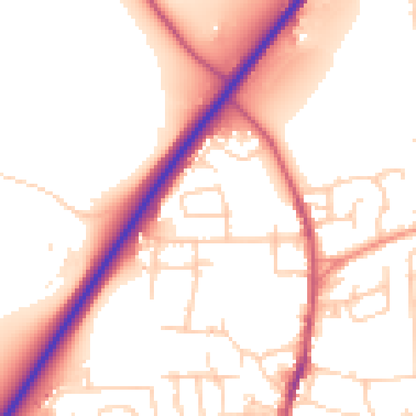 Daytime road noise heatmap for LS28 5JY