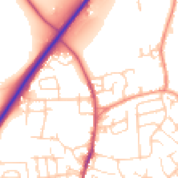 Daytime road noise heatmap for LS28 5LA