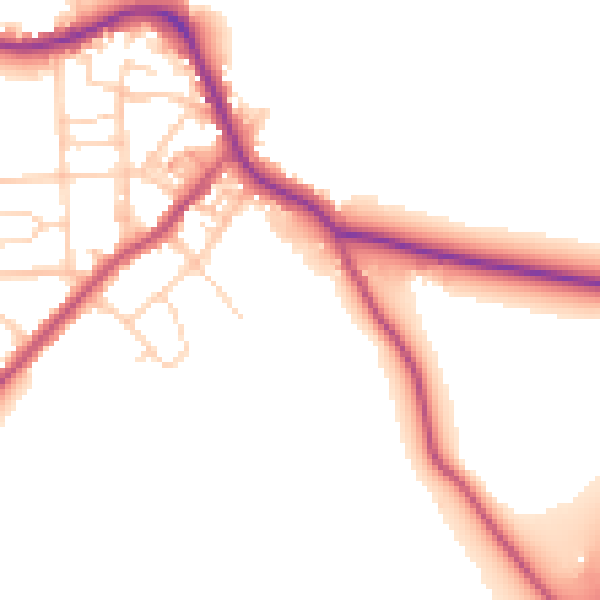 Daytime road noise heatmap for LS28 5NP