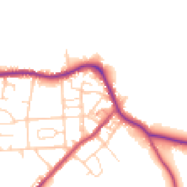 Daytime road noise heatmap for LS28 5NQ