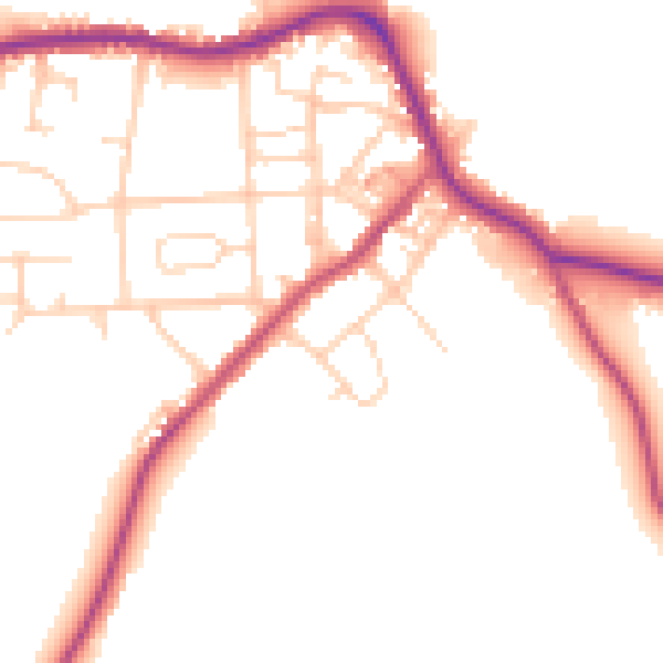Daytime road noise heatmap for LS28 5NS