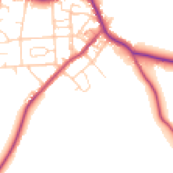 Daytime road noise heatmap for LS28 5NT