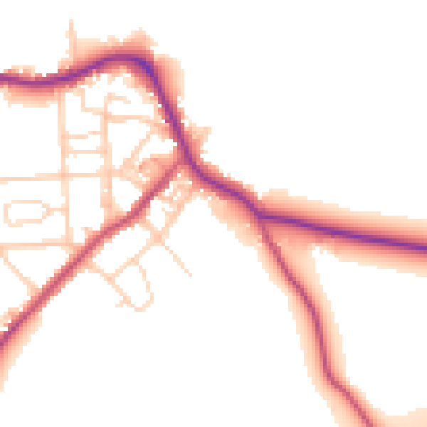 Daytime road noise heatmap for LS28 5NX
