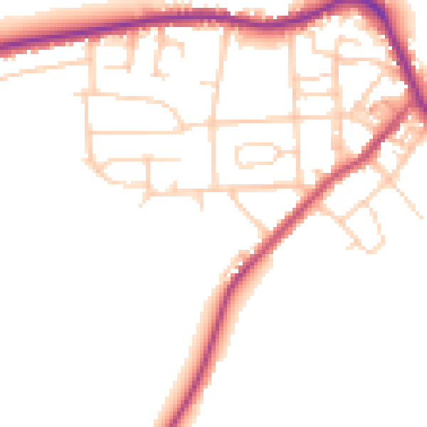 Daytime road noise heatmap for LS28 5PA