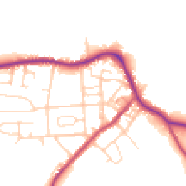 Daytime road noise heatmap for LS28 5PG
