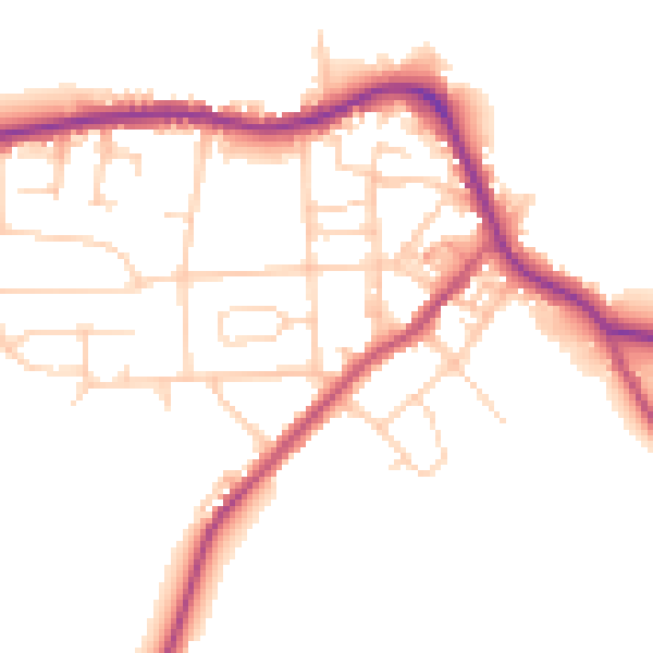 Daytime road noise heatmap for LS28 5PH
