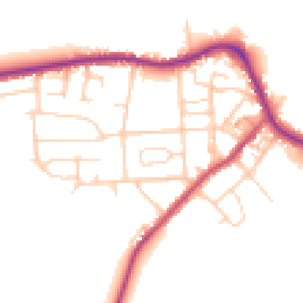 Daytime road noise heatmap for LS28 5PJ