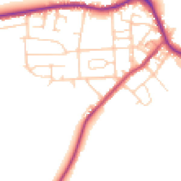 Daytime road noise heatmap for LS28 5PN