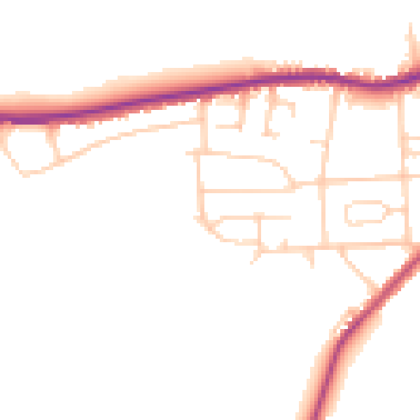 Daytime road noise heatmap for LS28 5QA