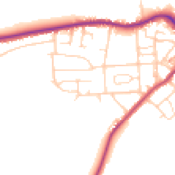 Daytime road noise heatmap for LS28 5QF