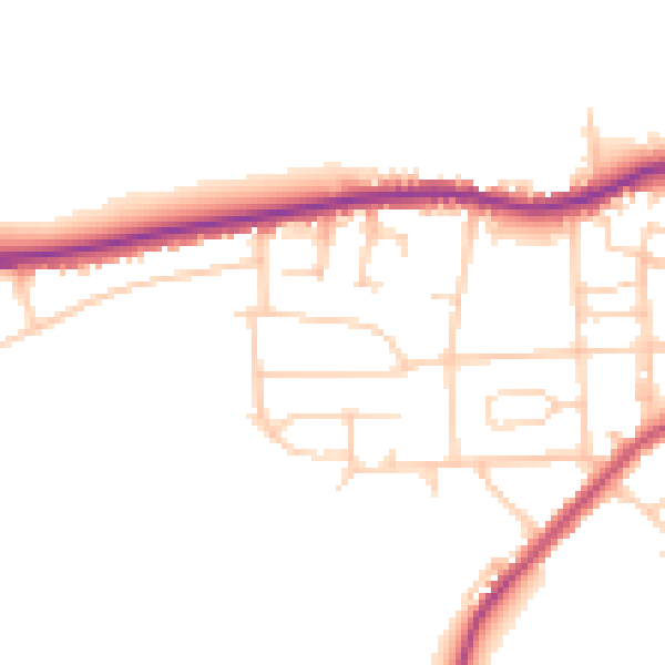 Daytime road noise heatmap for LS28 5QG