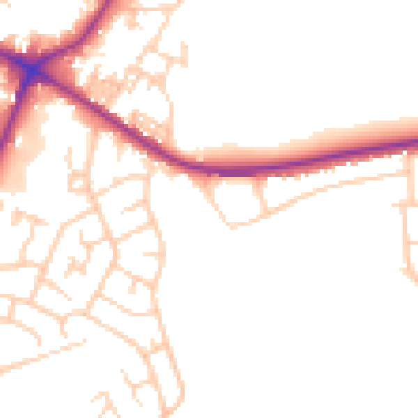 Daytime road noise heatmap for LS28 5RZ