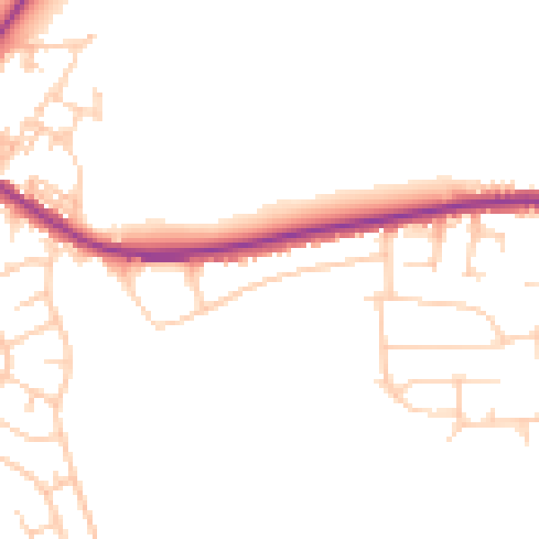 Daytime road noise heatmap for LS28 5SA