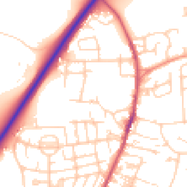 Daytime road noise heatmap for LS28 5SE