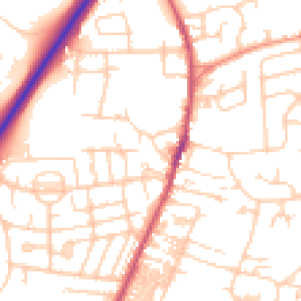 Daytime road noise heatmap for LS28 5SJ