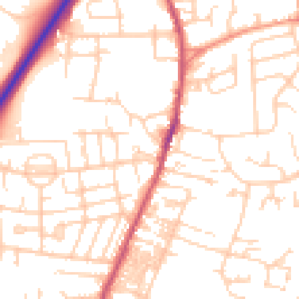 Daytime road noise heatmap for LS28 5SN