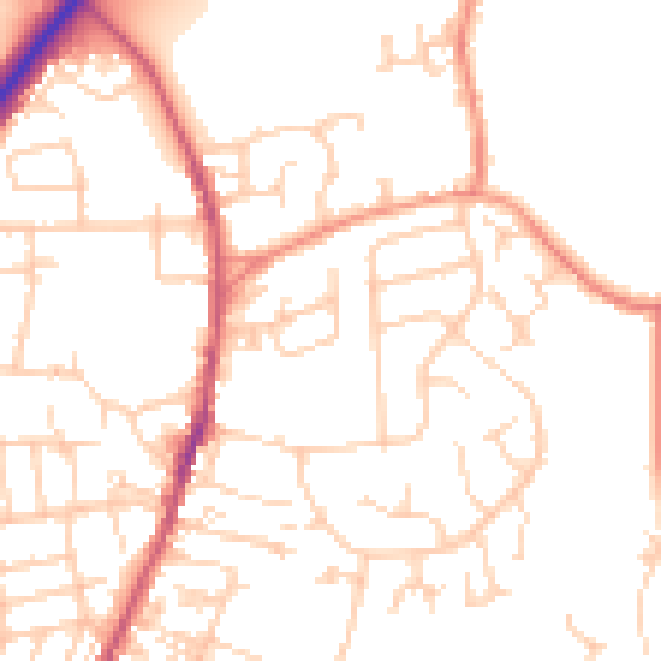 Daytime road noise heatmap for LS28 5SR