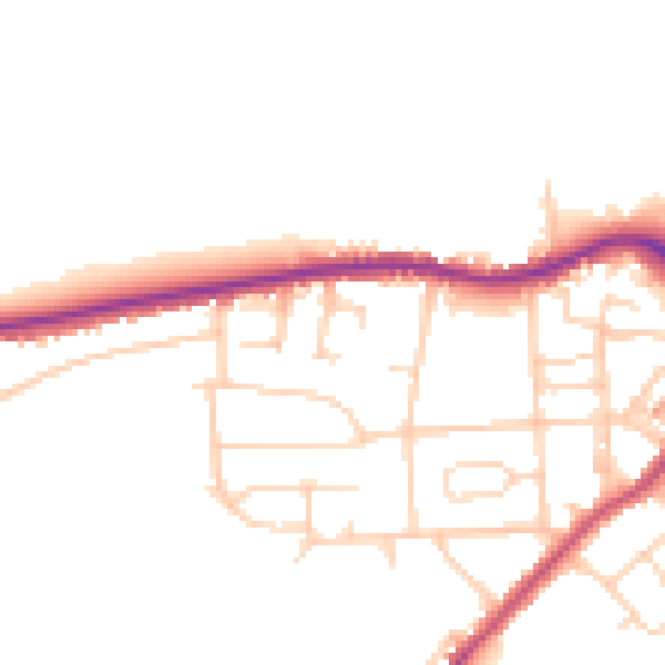 Daytime road noise heatmap for LS28 5SY