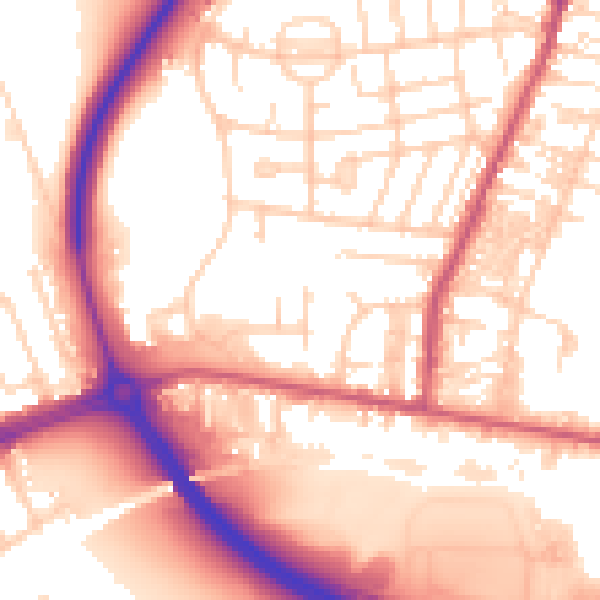 Daytime road noise heatmap for LS28 5TA