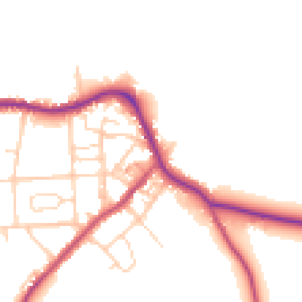 Daytime road noise heatmap for LS28 5TN