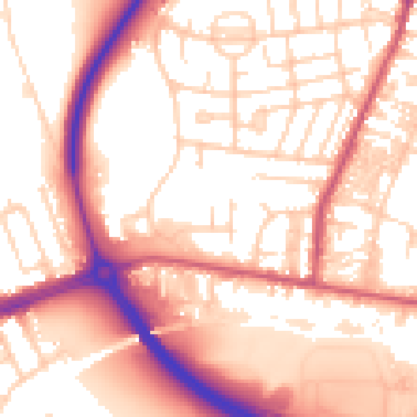 Daytime road noise heatmap for LS28 5TU