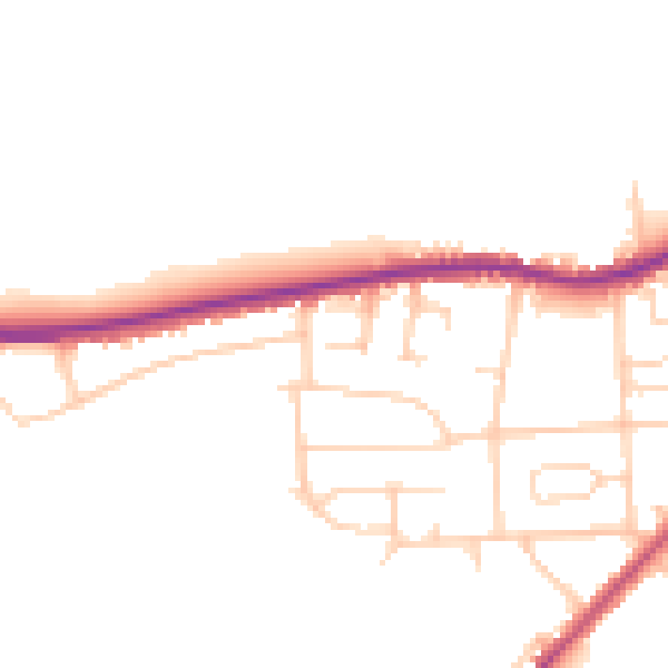 Daytime road noise heatmap for LS28 5UB