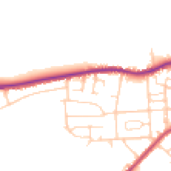 Daytime road noise heatmap for LS28 5UD