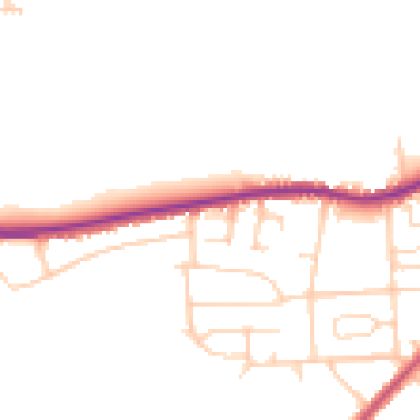 Daytime road noise heatmap for LS28 5UE