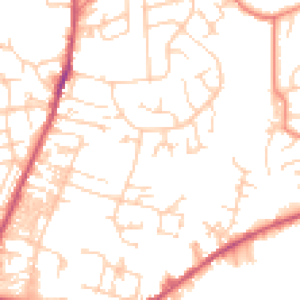 Daytime road noise heatmap for LS28 5UW