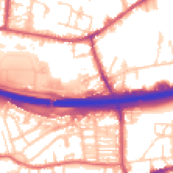Daytime road noise heatmap for LS28 6AG