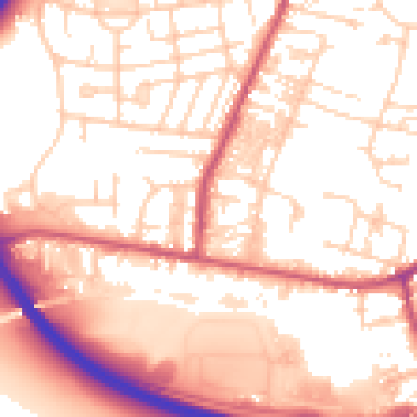 Daytime road noise heatmap for LS28 6BQ