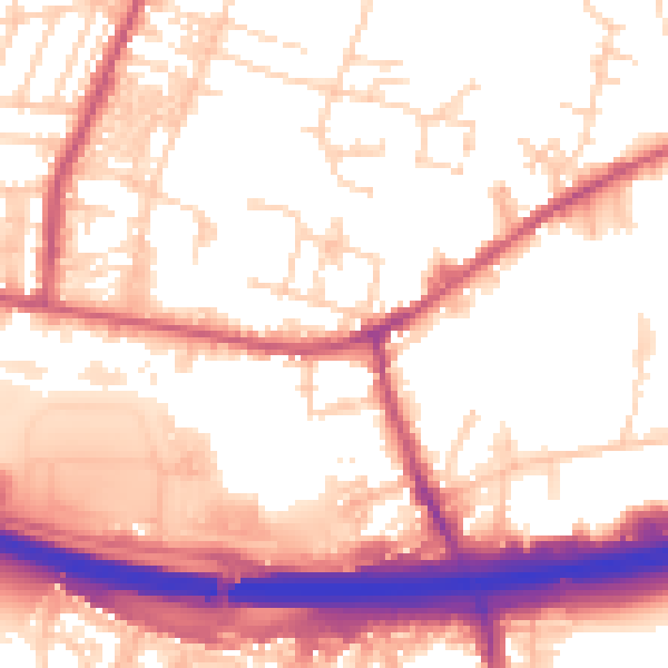 Daytime road noise heatmap for LS28 6DD