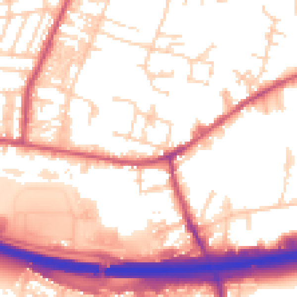 Daytime road noise heatmap for LS28 6DQ