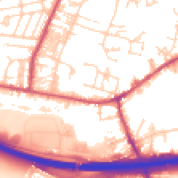 Daytime road noise heatmap for LS28 6DY