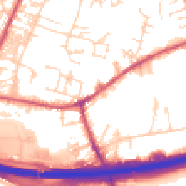 Daytime road noise heatmap for LS28 6ER