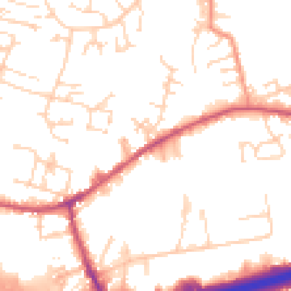 Daytime road noise heatmap for LS28 6EZ