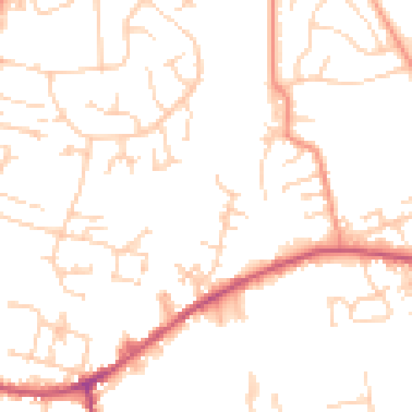 Daytime road noise heatmap for LS28 6JQ