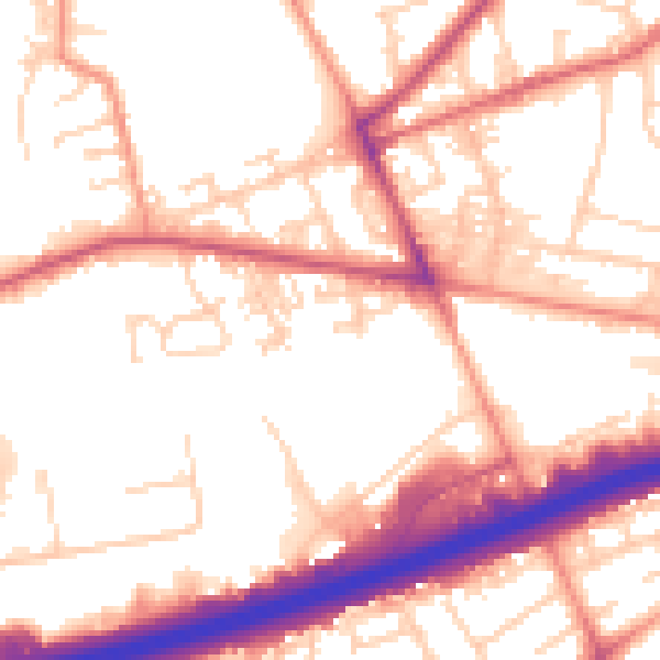 Daytime road noise heatmap for LS28 6LB