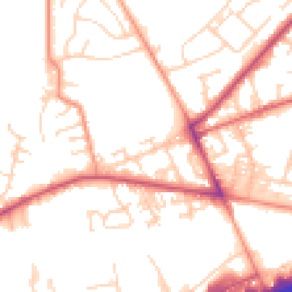 Daytime road noise heatmap for LS28 6LW