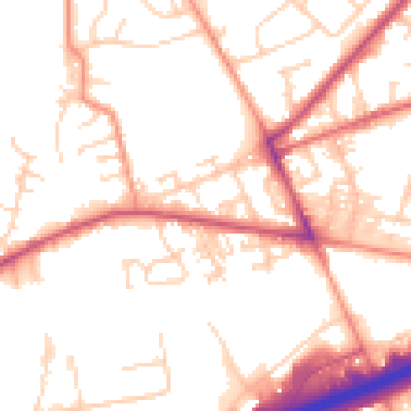 Daytime road noise heatmap for LS28 6NA