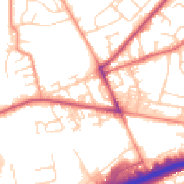 Daytime road noise heatmap for LS28 6NR