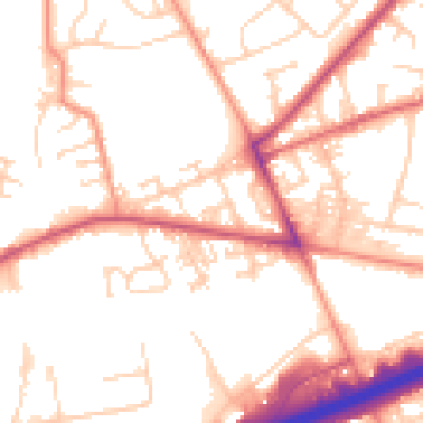 Daytime road noise heatmap for LS28 6NS