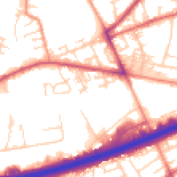 Daytime road noise heatmap for LS28 6PF
