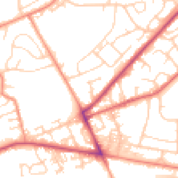 Daytime road noise heatmap for LS28 6PH