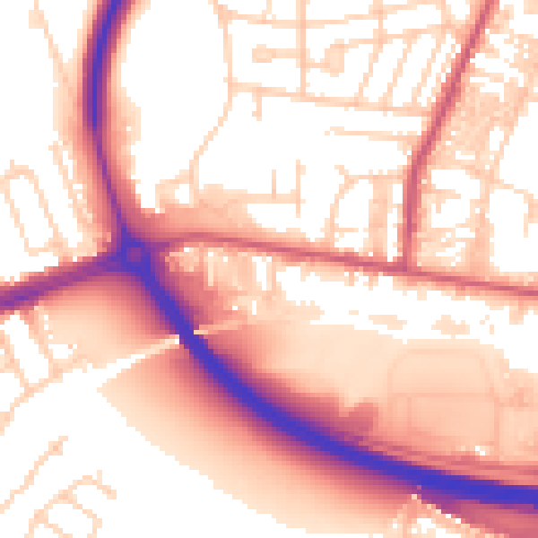 Daytime road noise heatmap for LS28 6PU