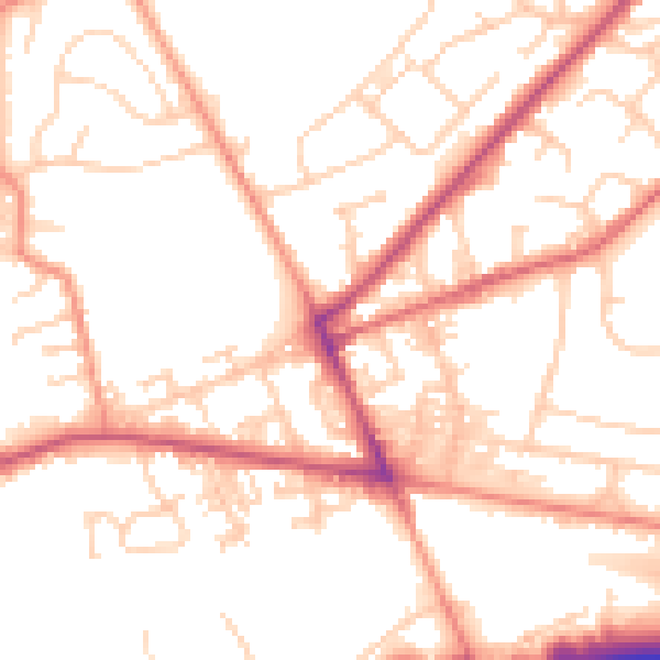 Daytime road noise heatmap for LS28 6RT